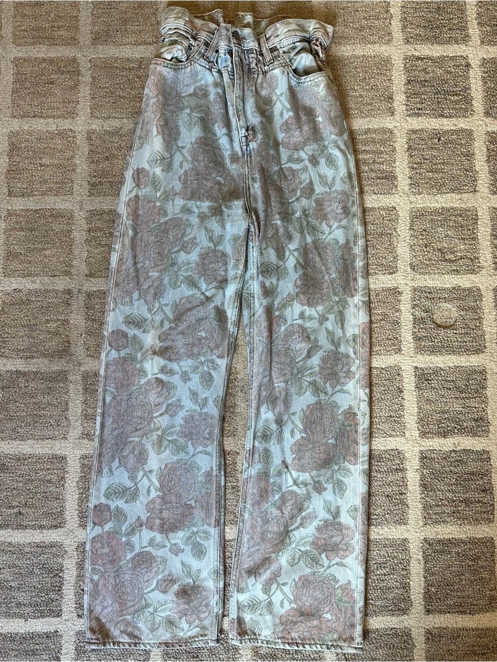 Ganni x Levi’s Floral Print Straight-Leg Jeans - Light Blue